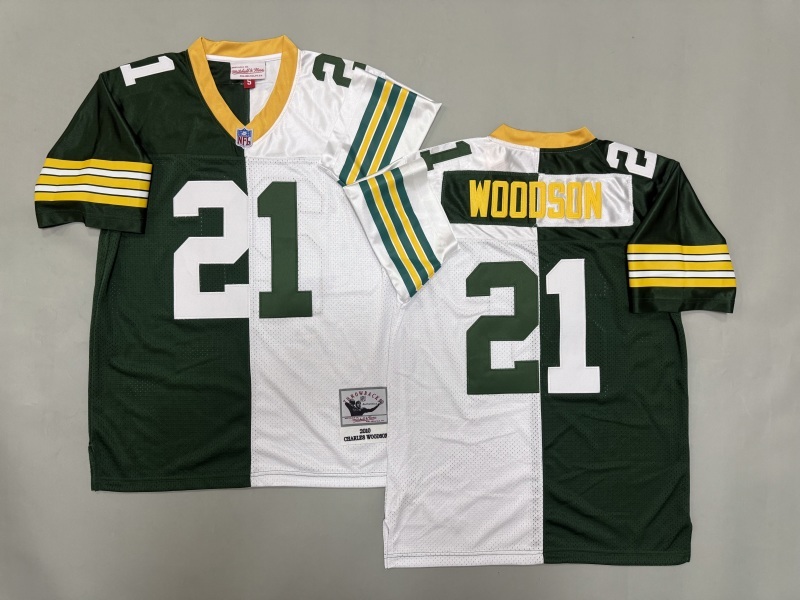 Men 2025 Green Bay Packers #21 Woodson green white Throwback Limited NFL Jersey style 001->green bay packers->NFL Jersey